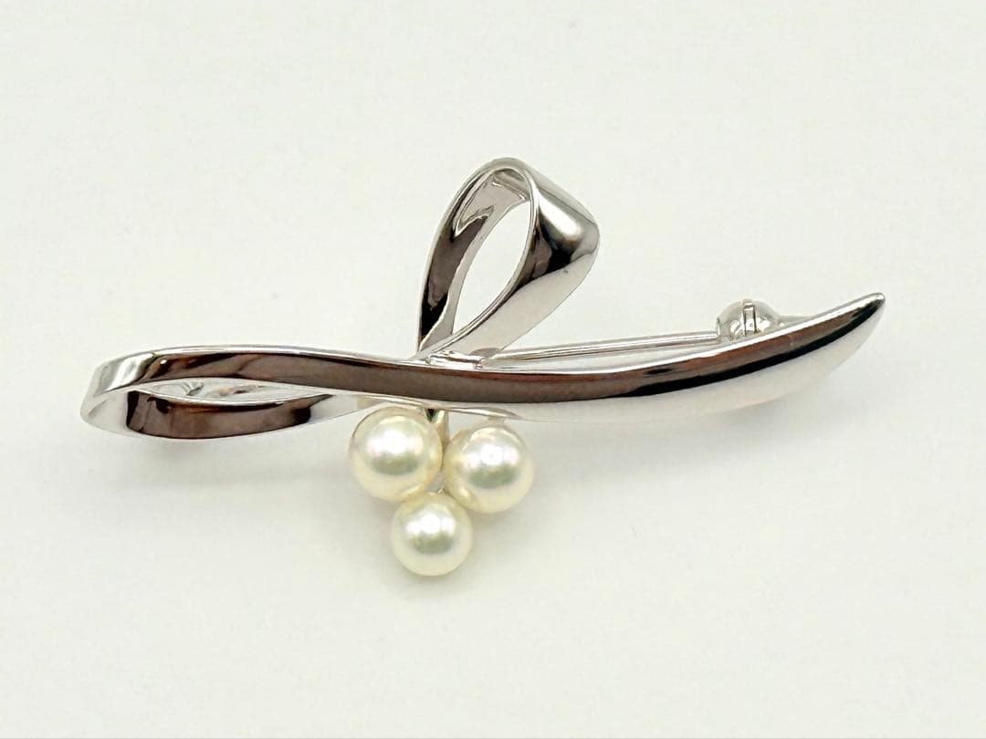 ミキモト パールブローチ リボンモチーフ