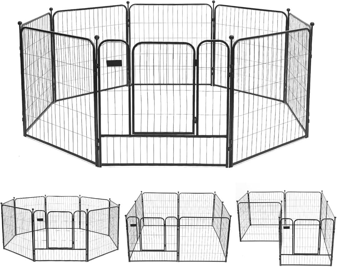 PETTOM ペットケージ中大型犬用 スチール製 室内外兼用 折り畳み式