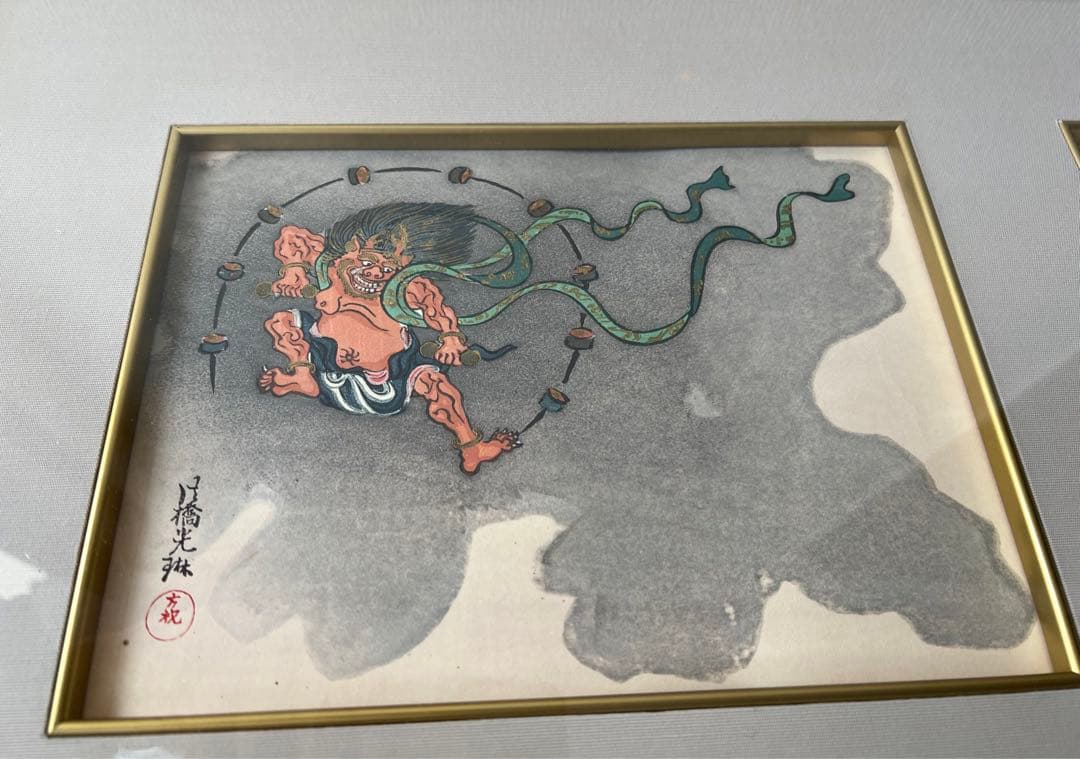 尾形光琳　風神雷神図　 インテリア 額装　風神　雷神　日本絵 壁掛け