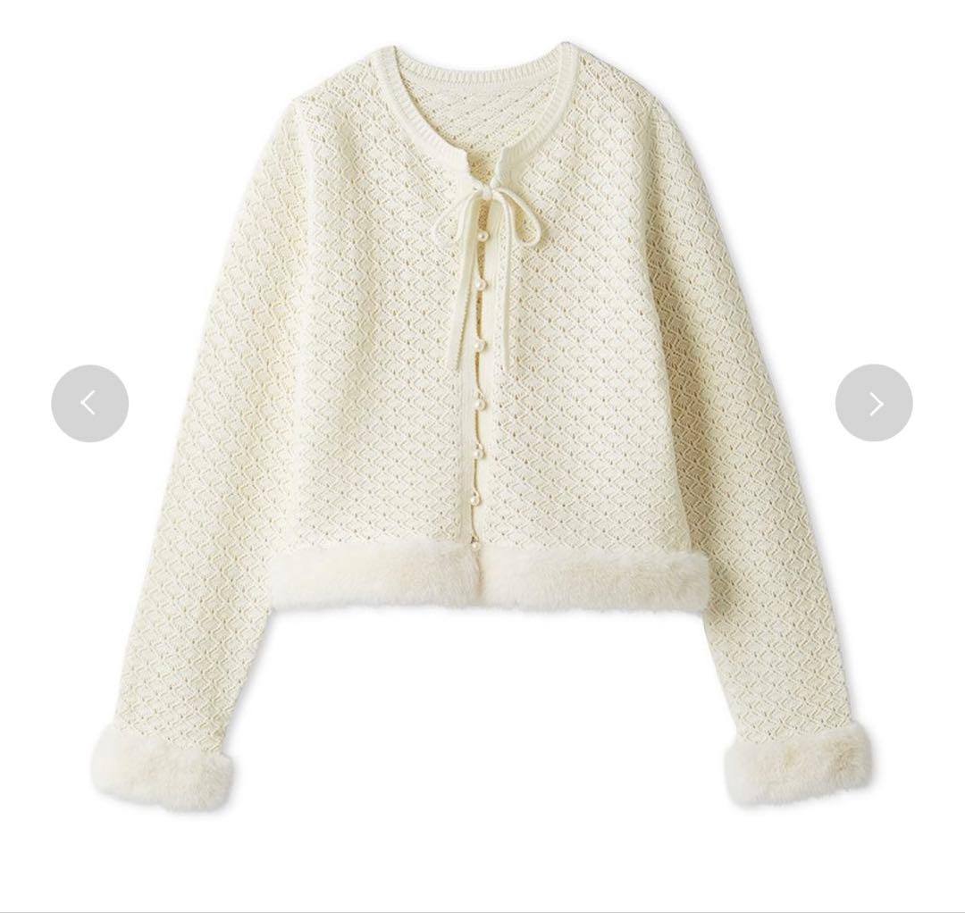 FUR FUR エコファートリムカーディガン