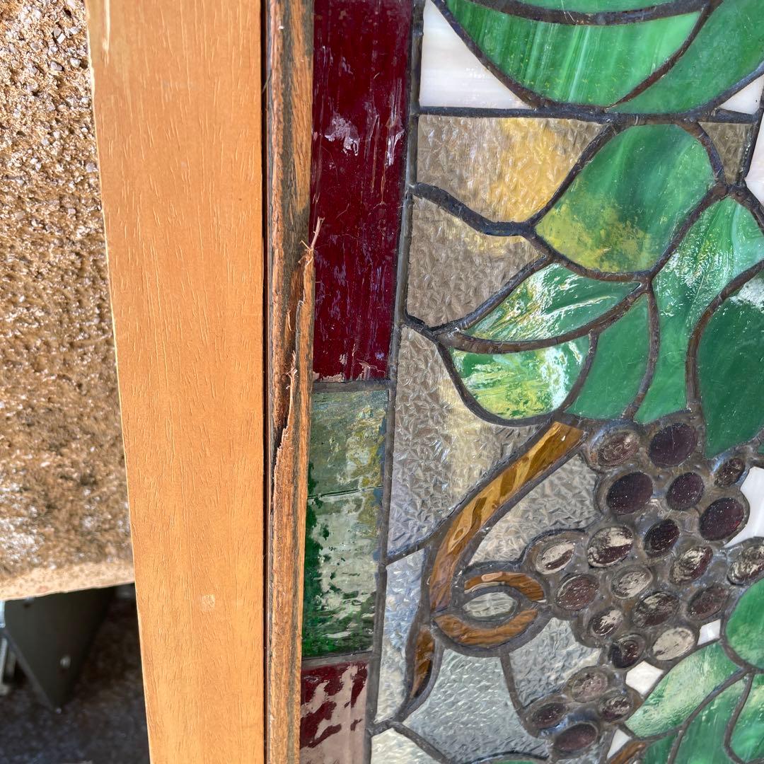 ち*ん様 ステンドグラス パネル 葡萄とカラフルな鳥 約72×57cm 壁掛け