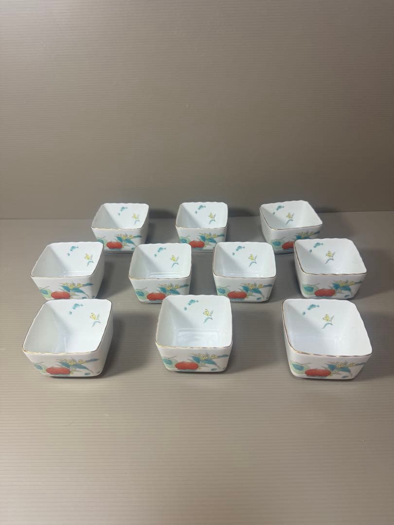 2074 深川製磁　果実模様　湯呑　10客　金彩