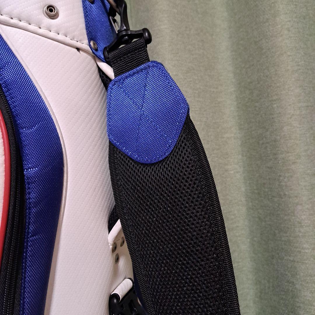 Mizuno ゴルフキャディバッグ.フード付き。 ホワイト/ネイビー。9インチ