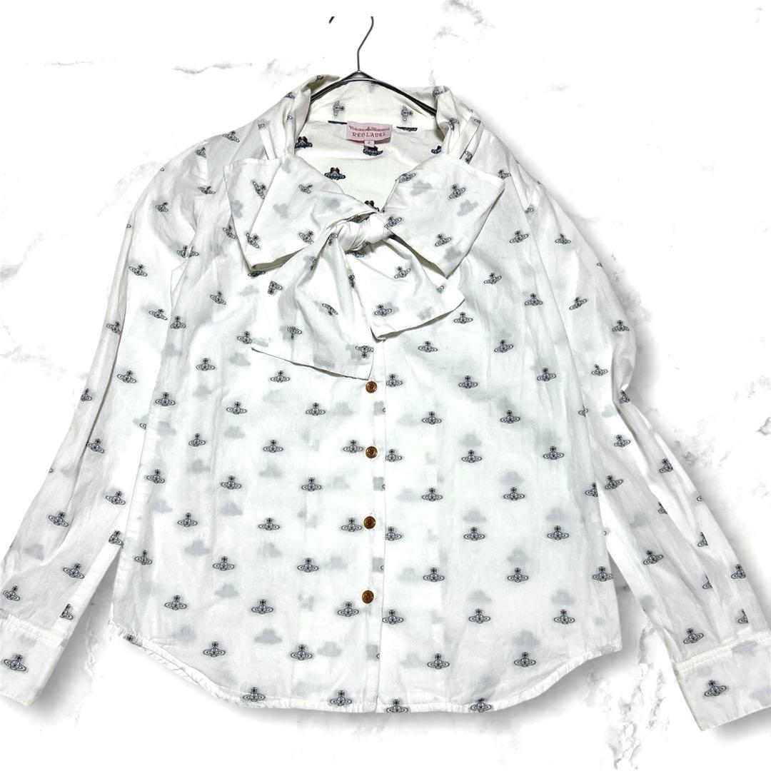 Vivienne Westwood オーブ 刺繍 ボウタイ ブラウス M