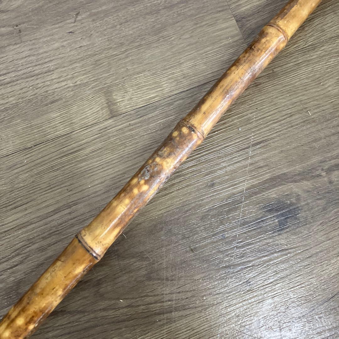 B-2 天然素材 根竹 ステッキ 杖 一本杖 アンティーク レトロ 根曲がり竹