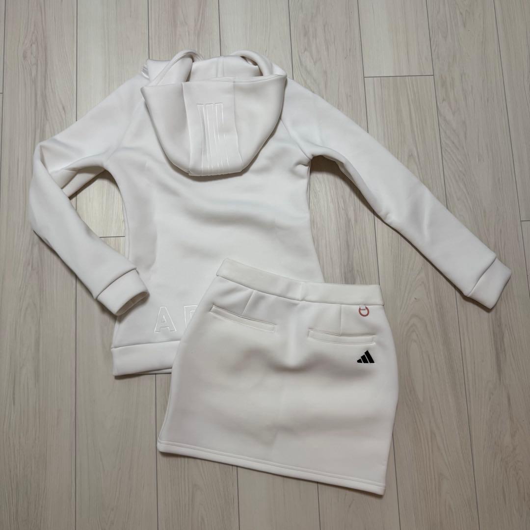 新品 アディダス セットアップ ゴルフウェア ダンボールニット スカート 白
