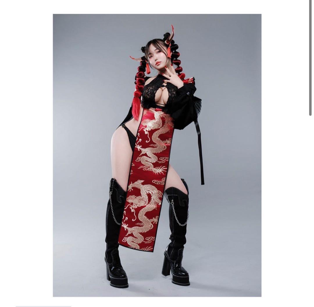 M企画　EMUPROJECT チャイナエプロン　赤ゴールド