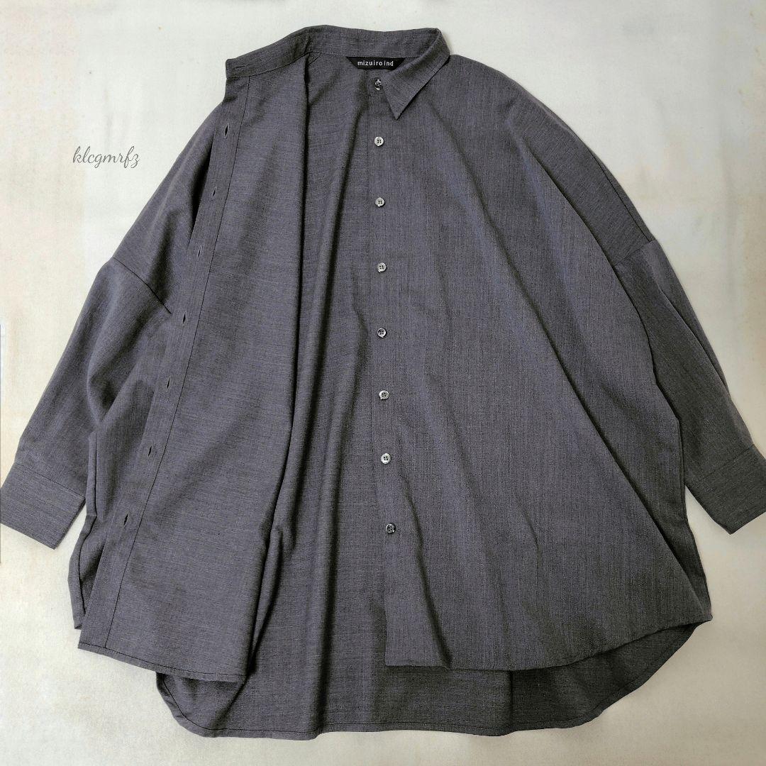 美品 mizuiro ind ワイド ビッグ シャツ チュニック ミズイロインド