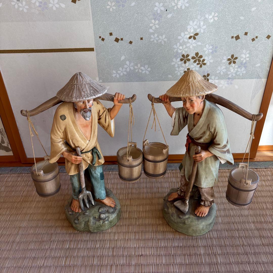 陶器製農夫像 2体セット