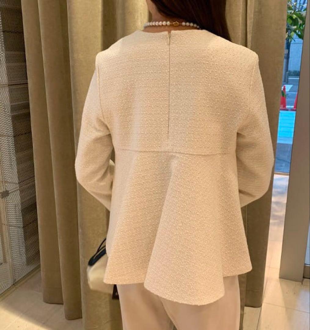 【美品】デミルクスビームス バックフレアツイードプルオーバー ペプラム 定価2万