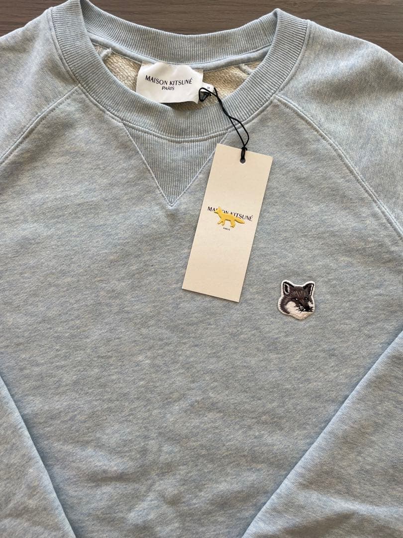 新品未使用 メゾンキツネ グレーフォックスベッド スウェットシャツ 水色 M