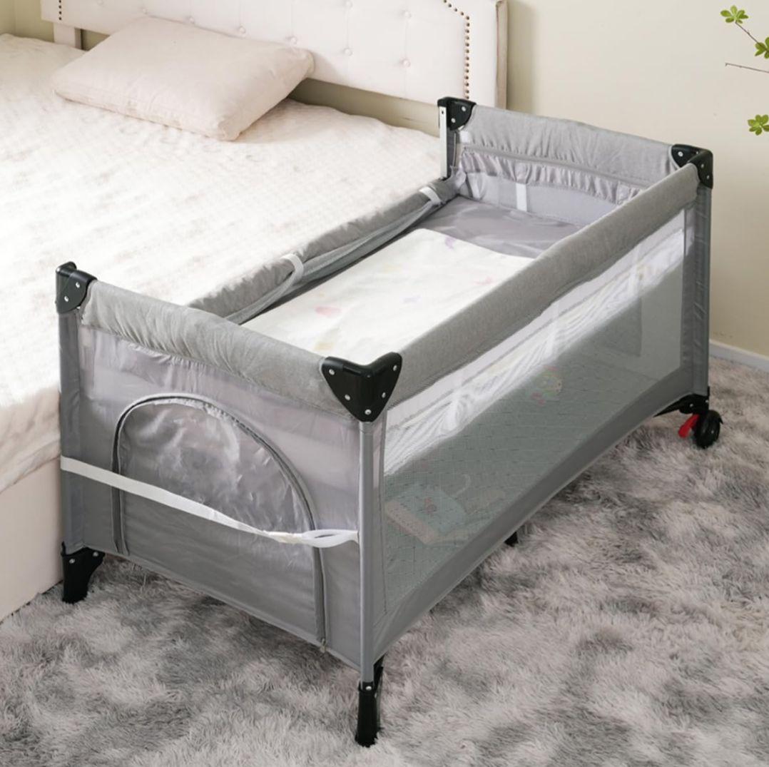 グレー ベビーベッド・ベビーサークル