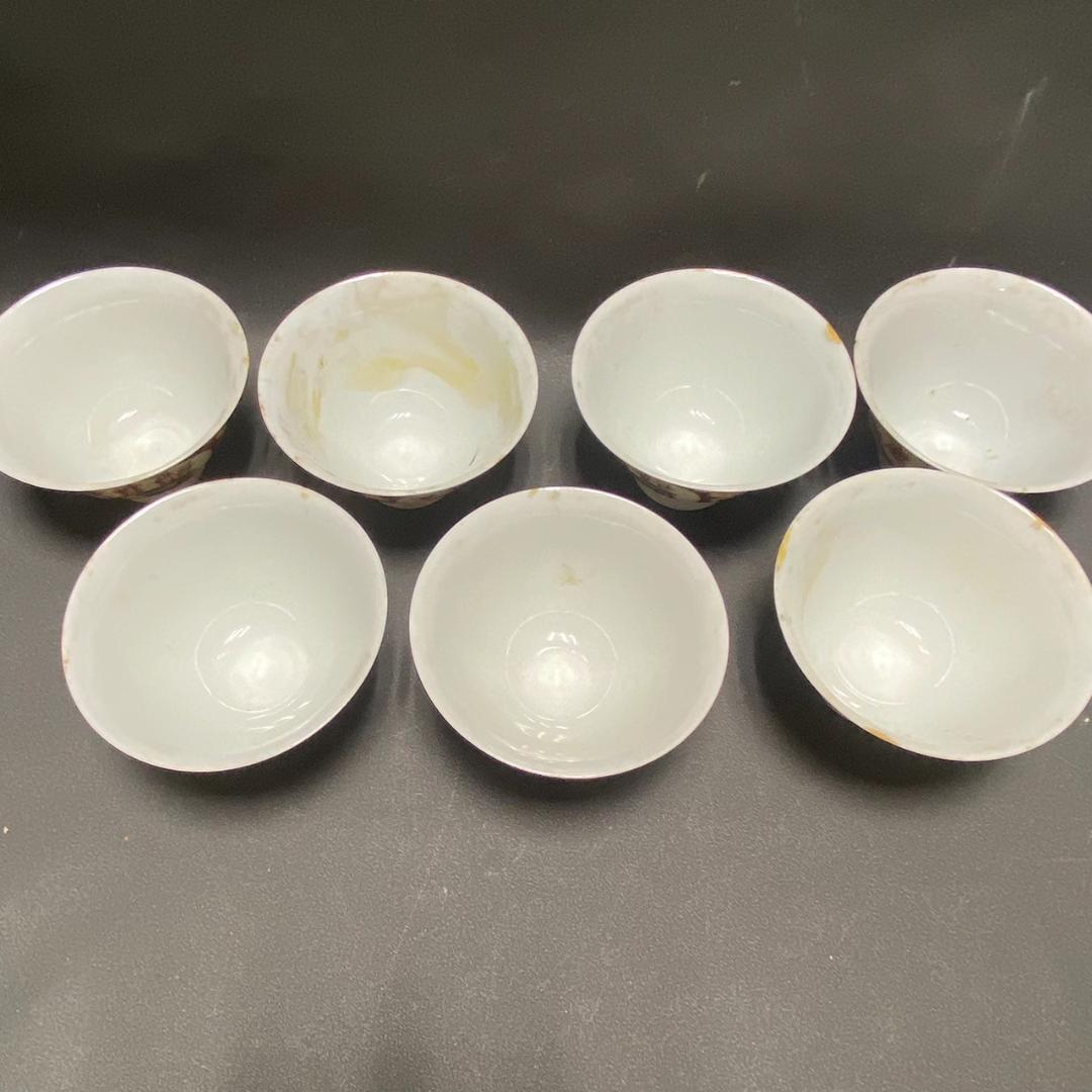 240202D 九谷　南蛮船図 珍しい図柄　7客