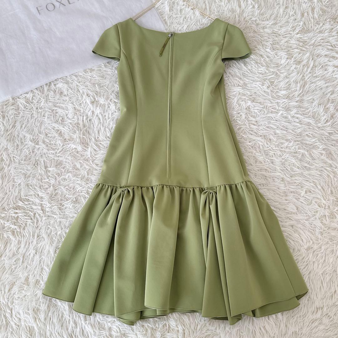 未使用級 フォクシー✨ギャザーフレアワンピース フレンチスリーブ 不織布カバー付