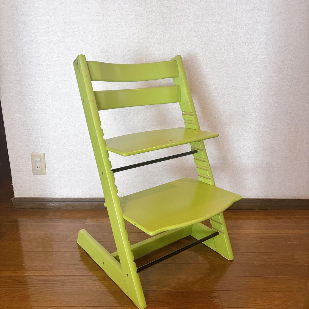 ストッケ　トリップトラップ　グリーン 木製 ベビーチェア　ハイチェア