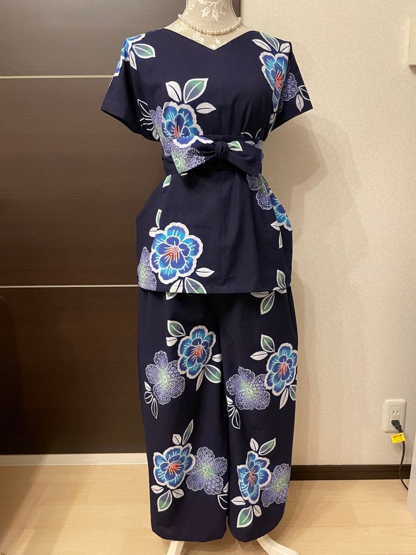 新品反物★着物リメイク 浴衣リメイク ショートチュニック パンツ　サラッと生地