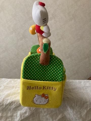 【希少】2003 サンリオ ハローキティ ハンドル付き 収納箱 黄色×緑
