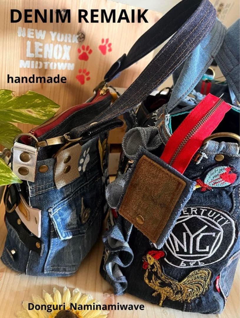 ゆぴさま❤️pagesになります。デニムリメイク❤️フリル付トート＆クラッチ２点