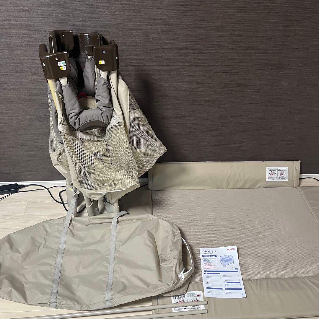 良品　ココネルエアー　ベビーベッド　グレー　クリーニング済み　説明書つき