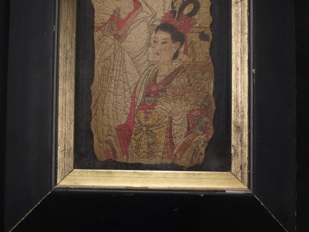 骨董市　掘り出し品中国　敦煌莫高窟壁画 人物像 発掘品 AK1796B8-3