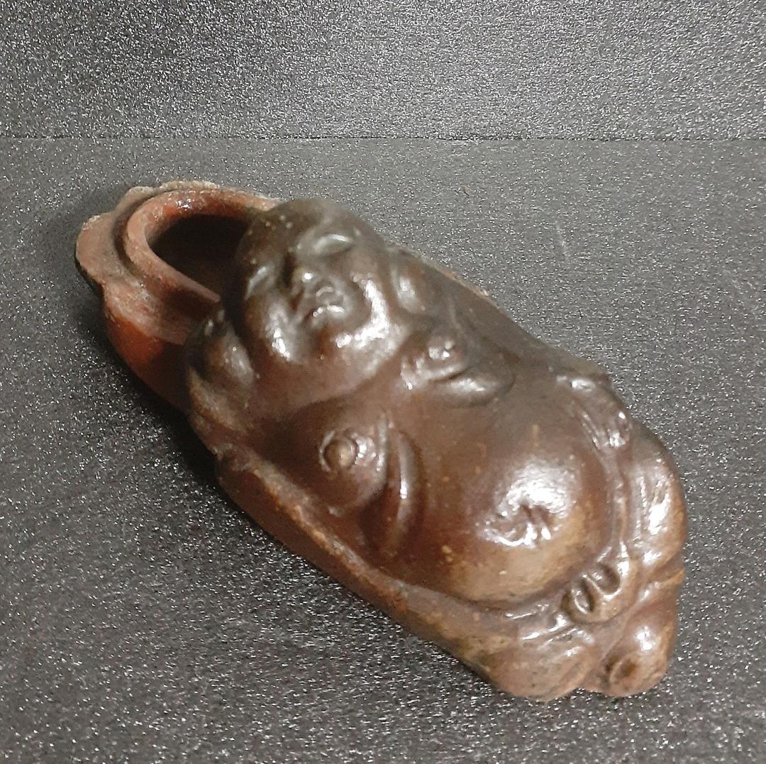 桃山時代　古備前　寝布袋　香合　岡田宗叡鑑定箱　茶道具　茶器　香道具