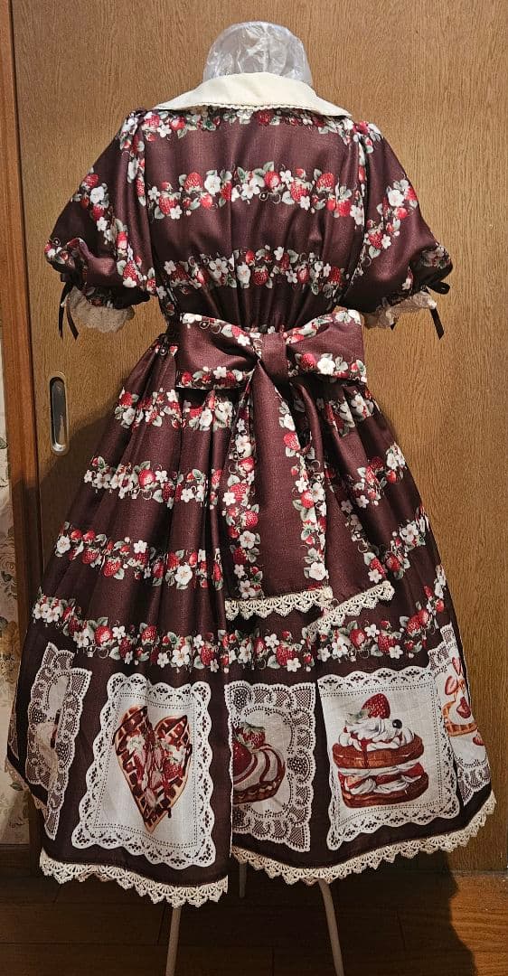 令Chalmiereベイクドベリーワンピース茶＋リボン型ヘッドドレス茶 2