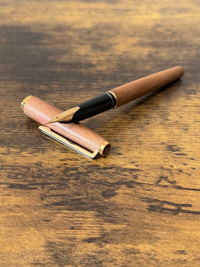 筆記確認&洗浄済　1972年製　初代カスタム　イタヤカエデ 18金　万年筆　細字