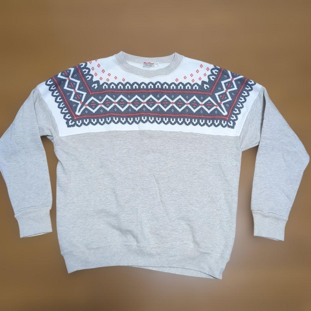 ウエアハウス Warehouse グレー 雪柄スウェット サイズ40