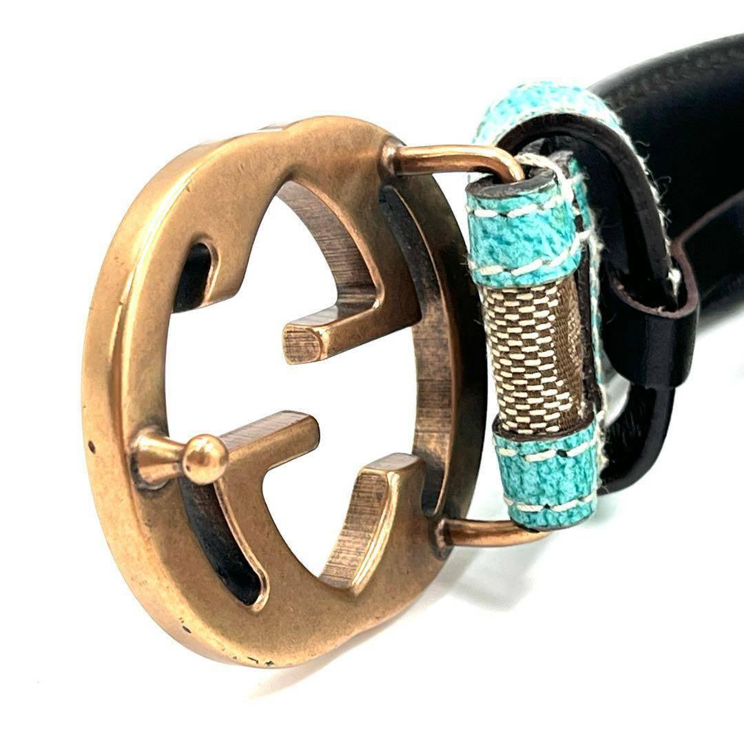 【美品】 グッチ ベルト GGキャンバス インターロッキング レディース