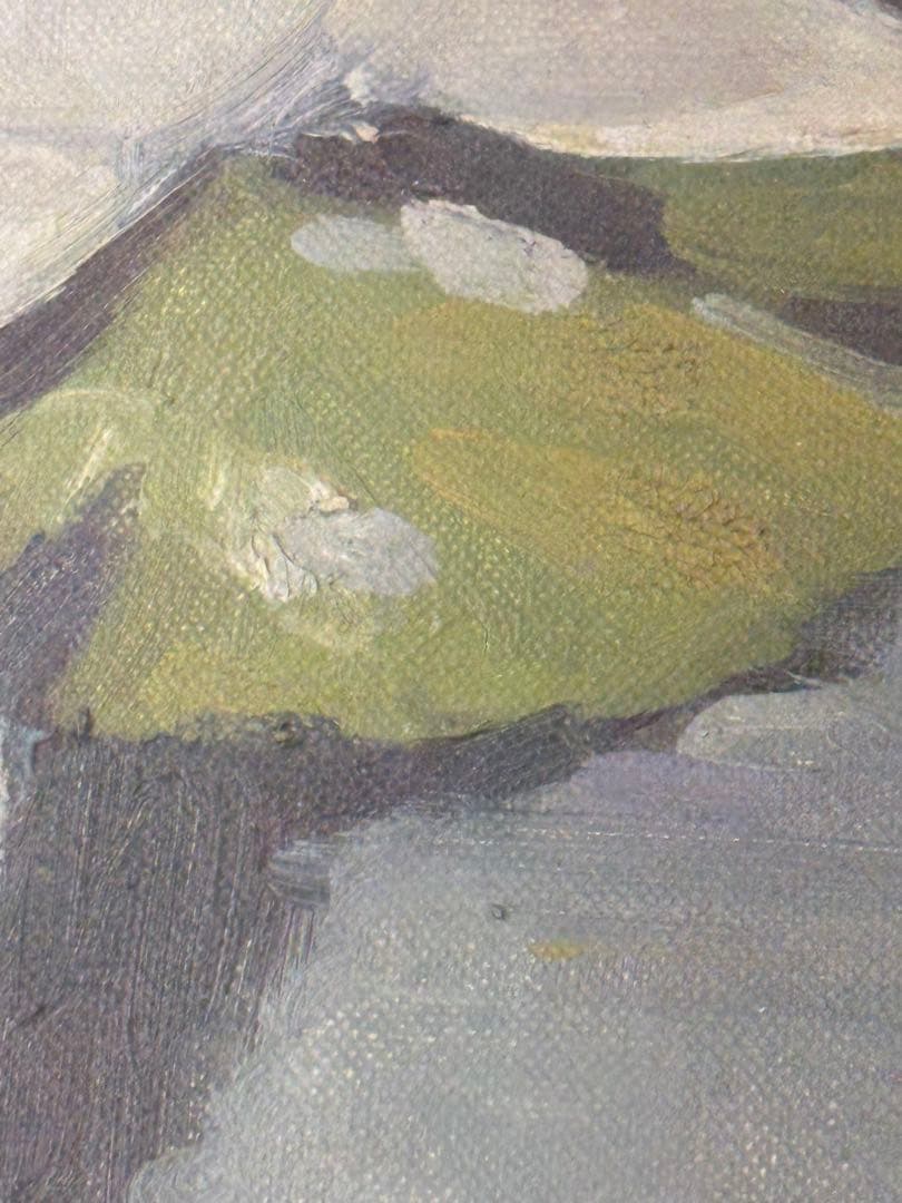 「睡蓮」　島野重之　絵画　風景画 花 油彩画　日展