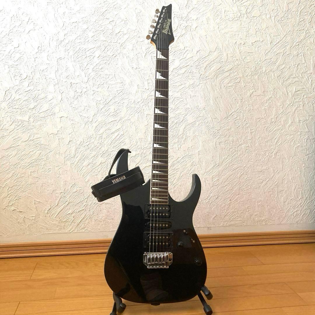 エレキギター　アイバニー　ブラック　スタンド、ショルダーストラップ付