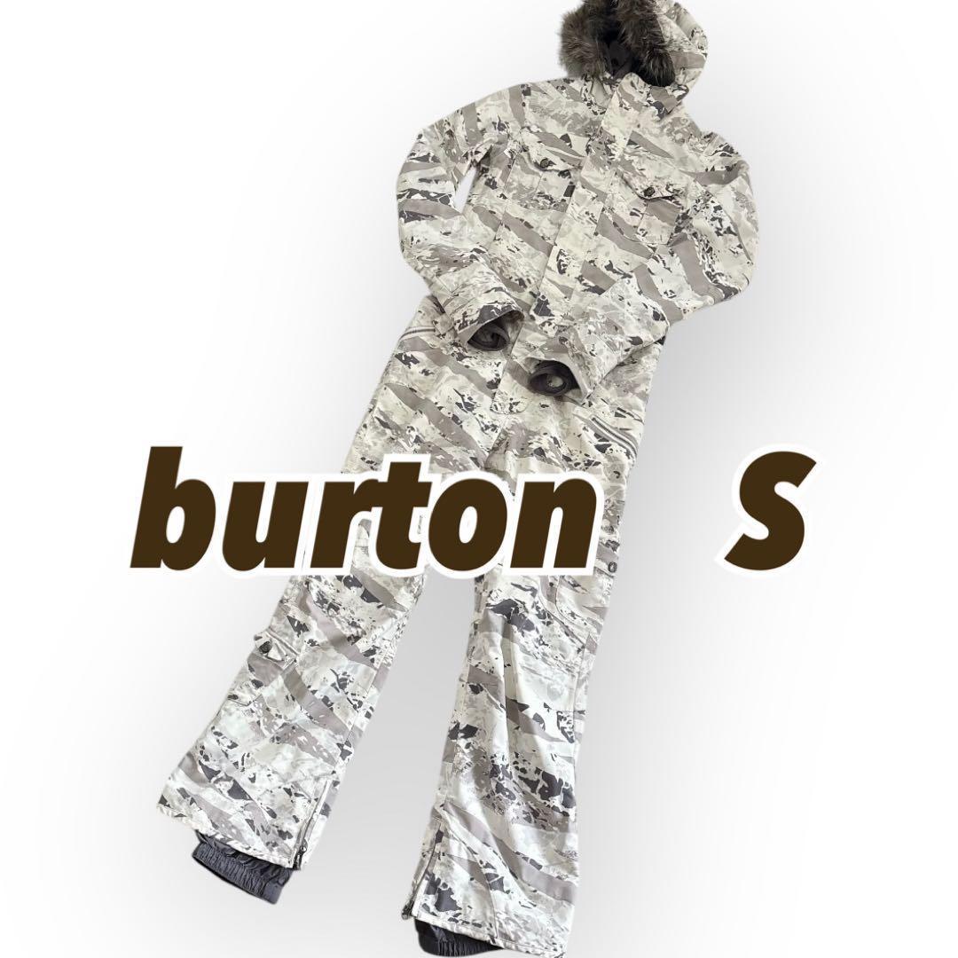 burton ジャンプスーツメンズS スキースノボ迷彩柄グレー