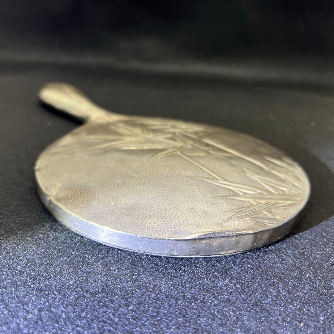 専用　sterling刻印　竹図手鏡　440g 東Y7-1223☆2Fトコチサ