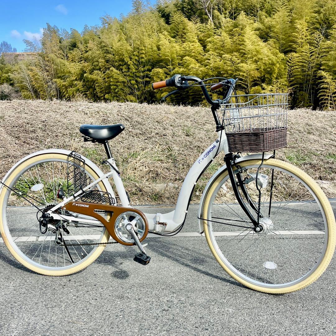 原宿制服 arCONOMi折りたたみ・26インチ・6段ギア・LEDオートライト