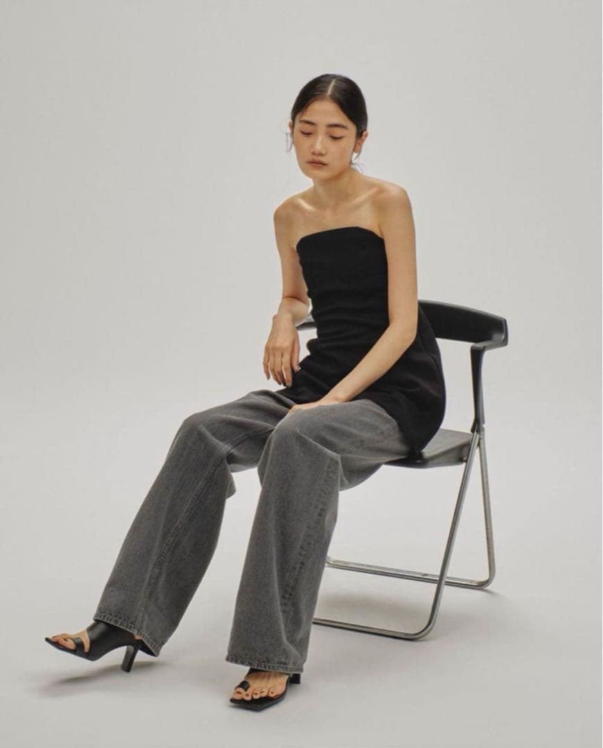 todayful Square Leather Sandals ブラック　37