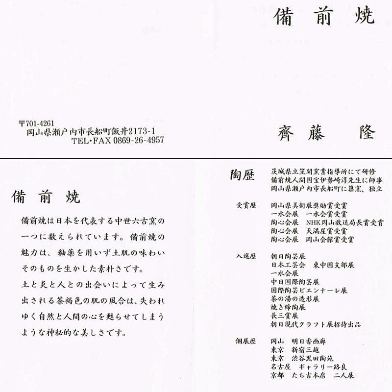 煎茶道具　備前焼　齊藤隆作　横手急須　共布　共箱　M　R6059