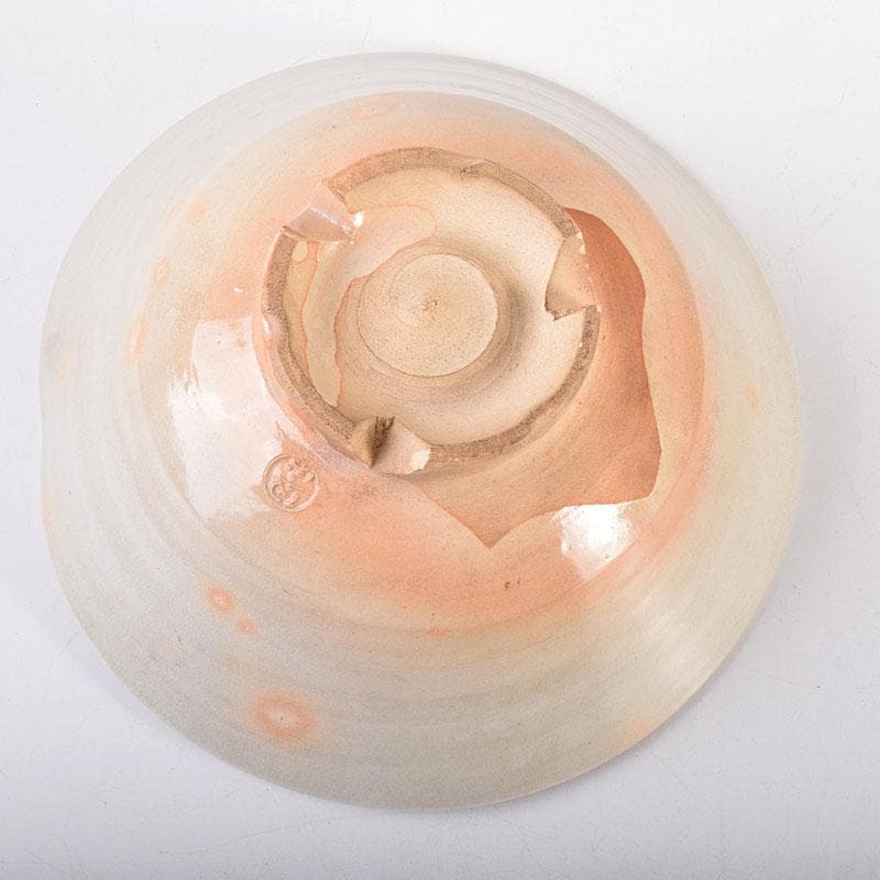 茶道具　萩焼　十一代高麗陶兵衛作　染付達磨図　菓子鉢　共箱　N　7173