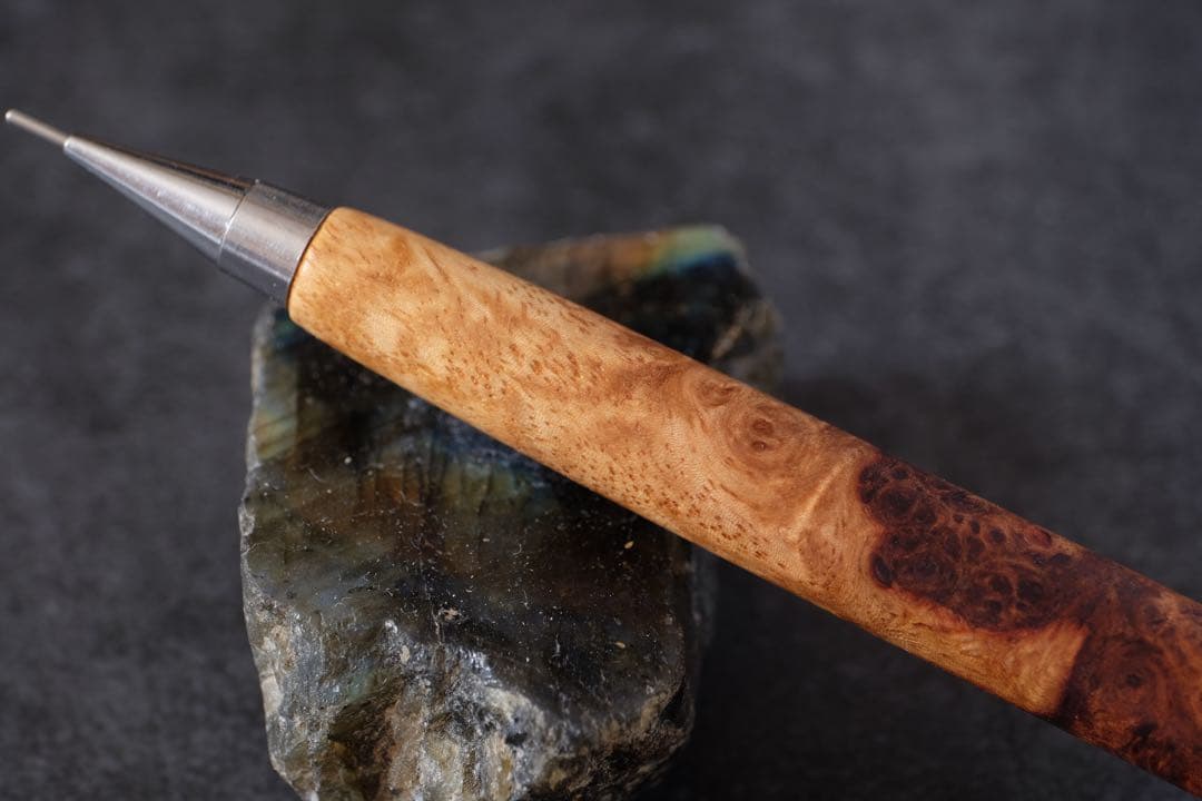 PG5木軸カスタム0225　高村杢工房 製図用シャープペンシル 花梨瘤紅白