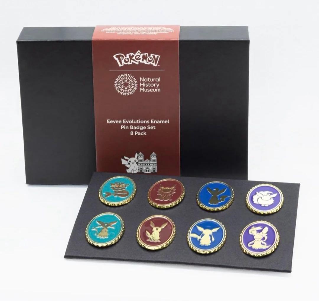 ポケモン　イーブイ　ロンドン自然史博物館限定　エナメルピンバッジ　8個セット