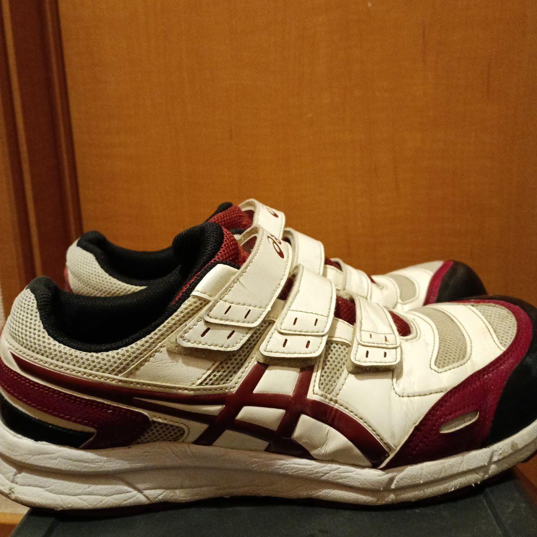 asics 安全靴 ホワイト/レッド ベルクロ