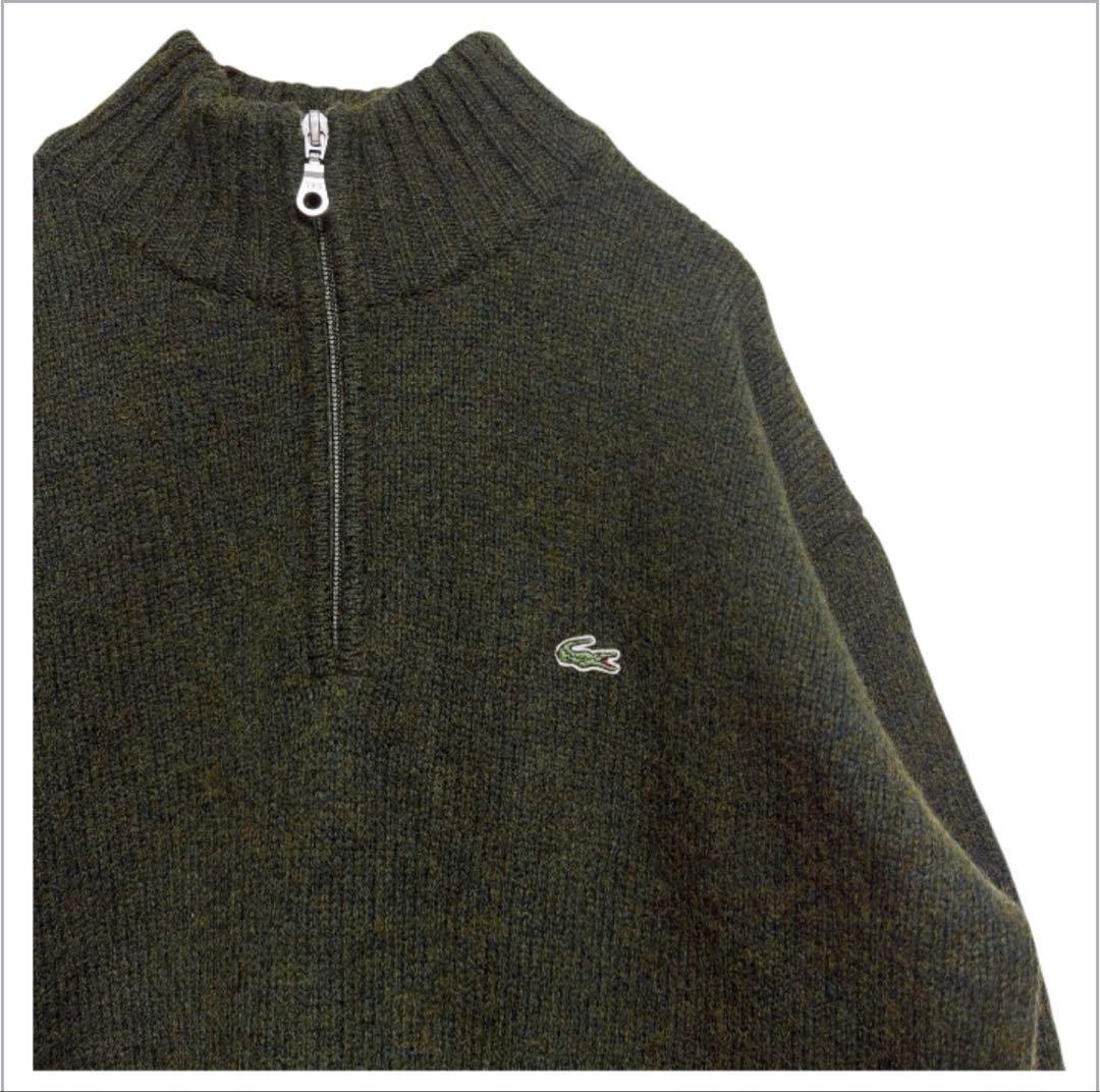 【LACOSTE ラコステ】ウール ハーフジップ ニット モスグリーン 日本製