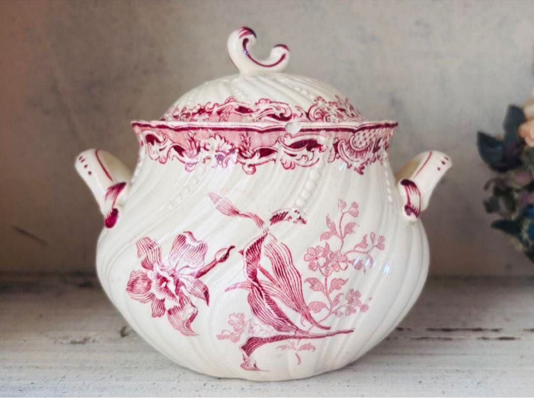 希少　サルグミンヌ シュガーポット シュクリエ 花柄 フランスアンティーク