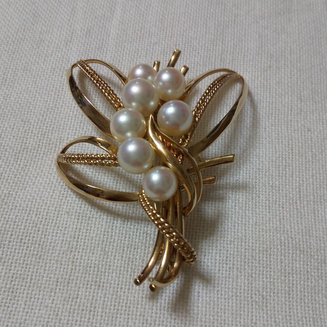 ミキモトアコヤ真珠パールK14ブローチ16,9グラム