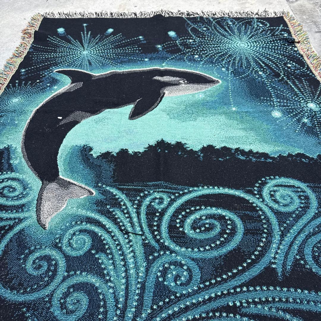 マリーンアート　海　シャチ　マルチカバー　ソファーカバー　ラグ　155x123