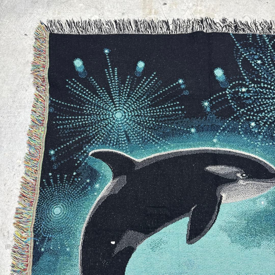 マリーンアート　海　シャチ　マルチカバー　ソファーカバー　ラグ　155x123