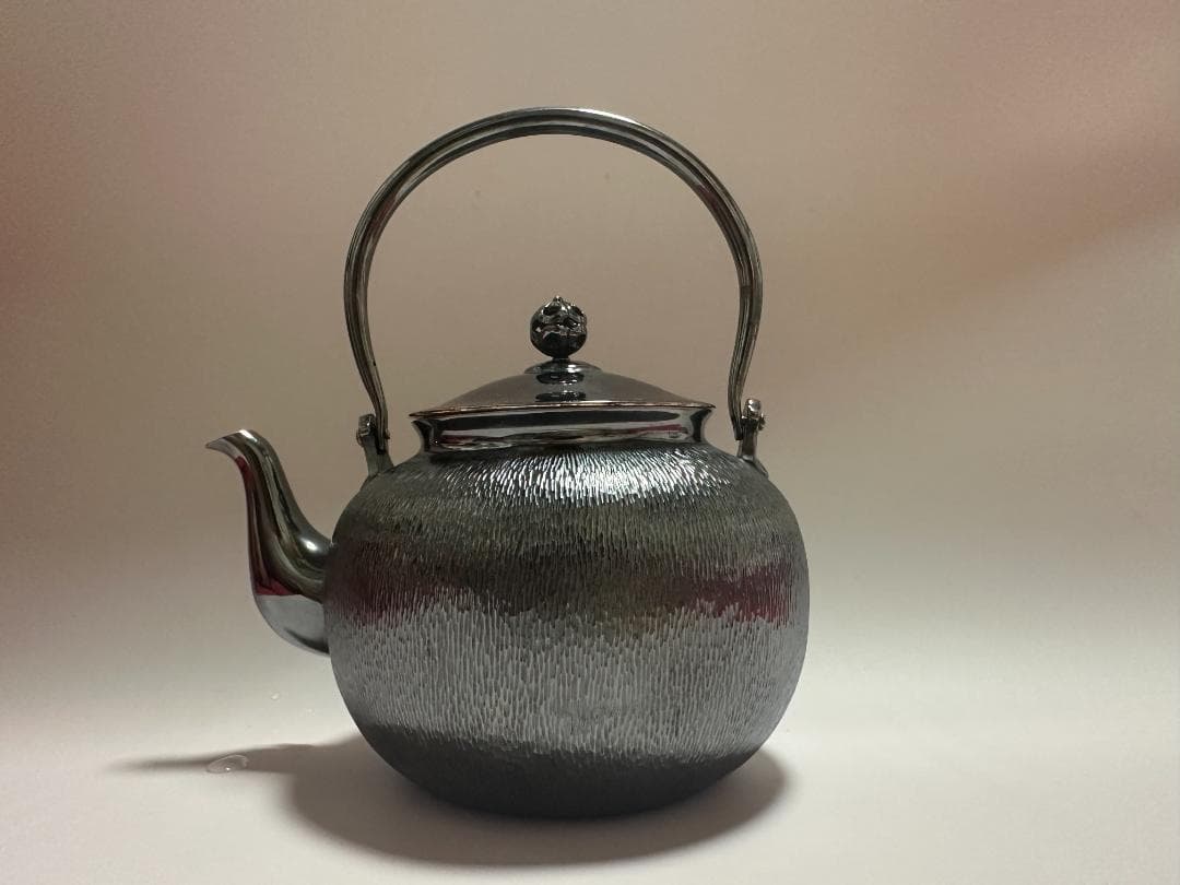 純銀製 望月形 湯沸 銀瓶 煎茶道具