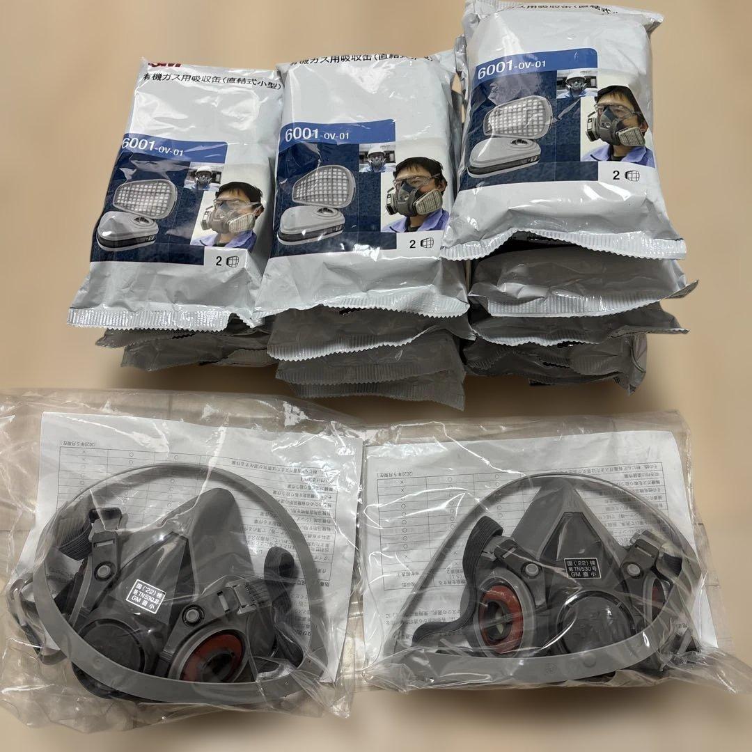 3M 6000面体防毒マスク2個＋吸収缶12 セット