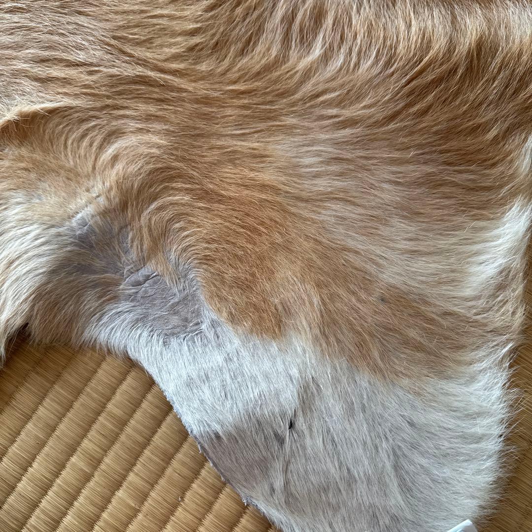 ベージュ牛革ラグ