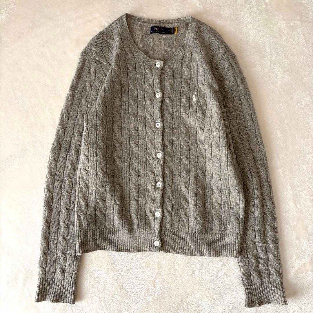 ラルフローレン カシミヤ ケーブルニットカーディガン ポニー刺繍