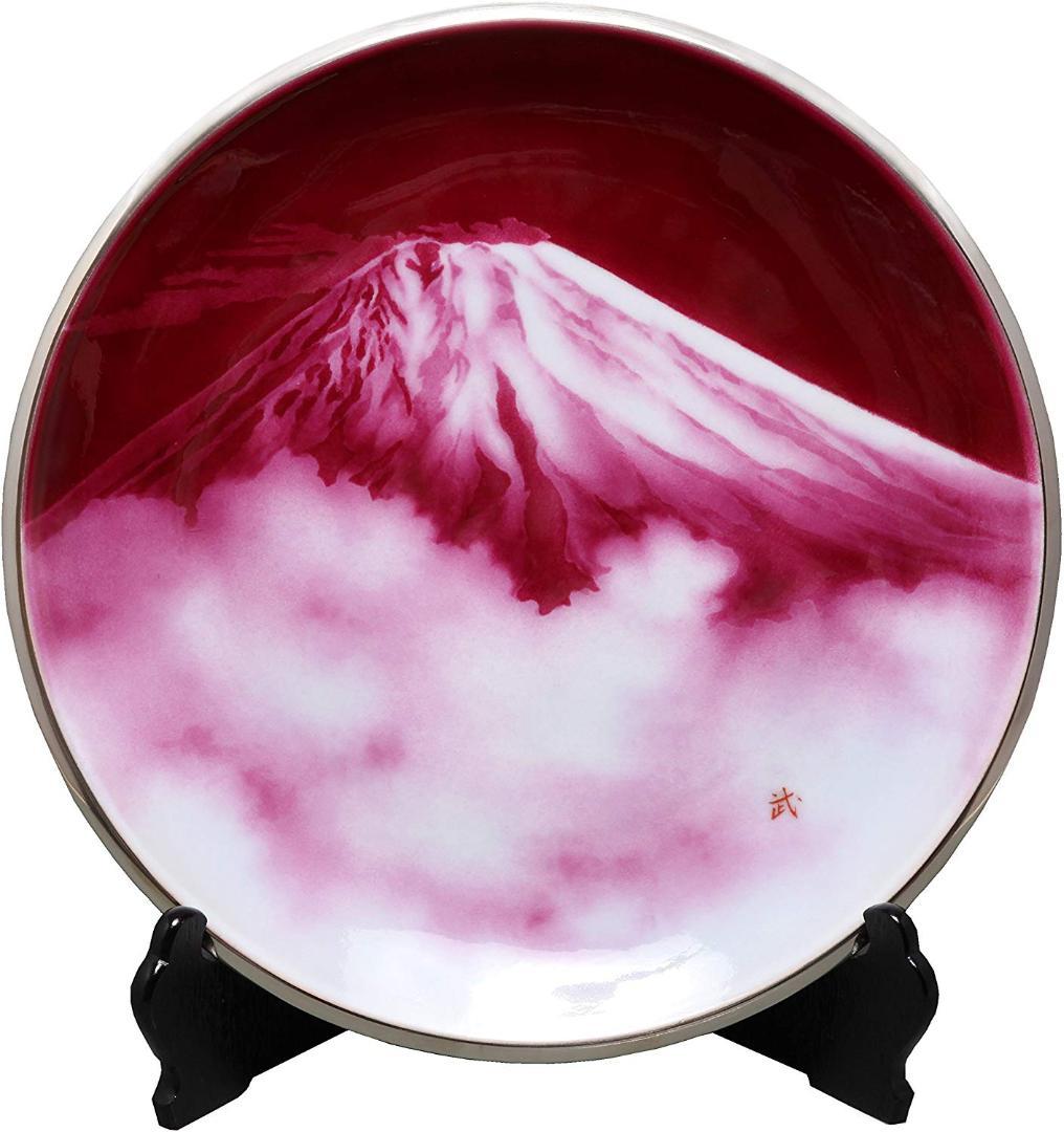 彩光舎 七宝焼き 15 丸赤富士 飾り皿 007-06